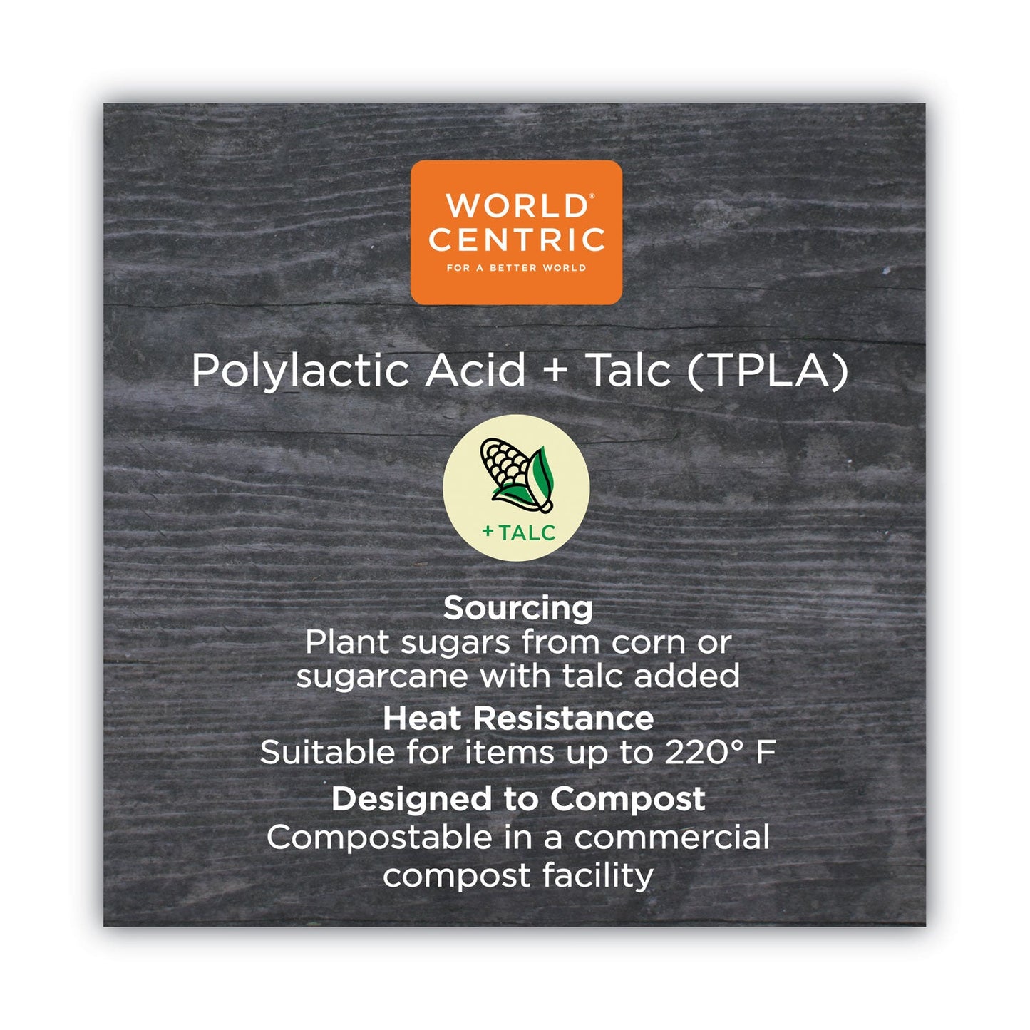 World Centric TPLA Compostable Cutlery, Fork, 6.3", White, 750/Carton