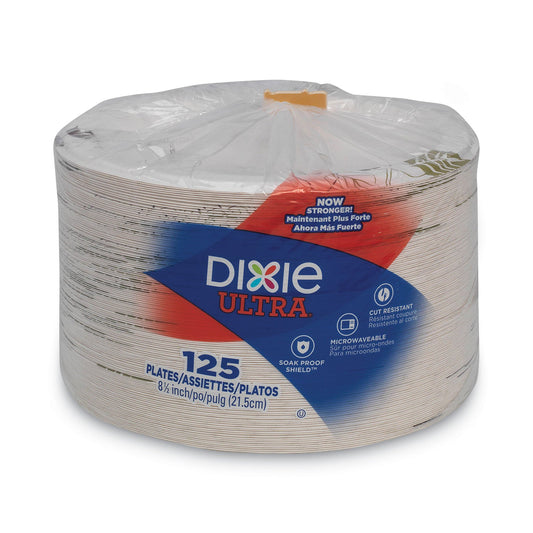 Dixie Pathways Soak Proof Shield Heavyweight Paper Plates, 8.5" dia, Green/Burgundy, 125/Pack