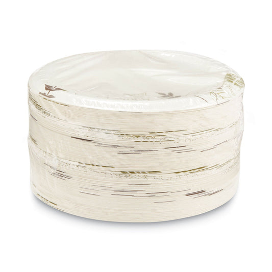 Dixie Pathways Soak-Proof Shield Mediumweight Paper Plates, 8.5" dia, Green/Burgundy, 125/Pack