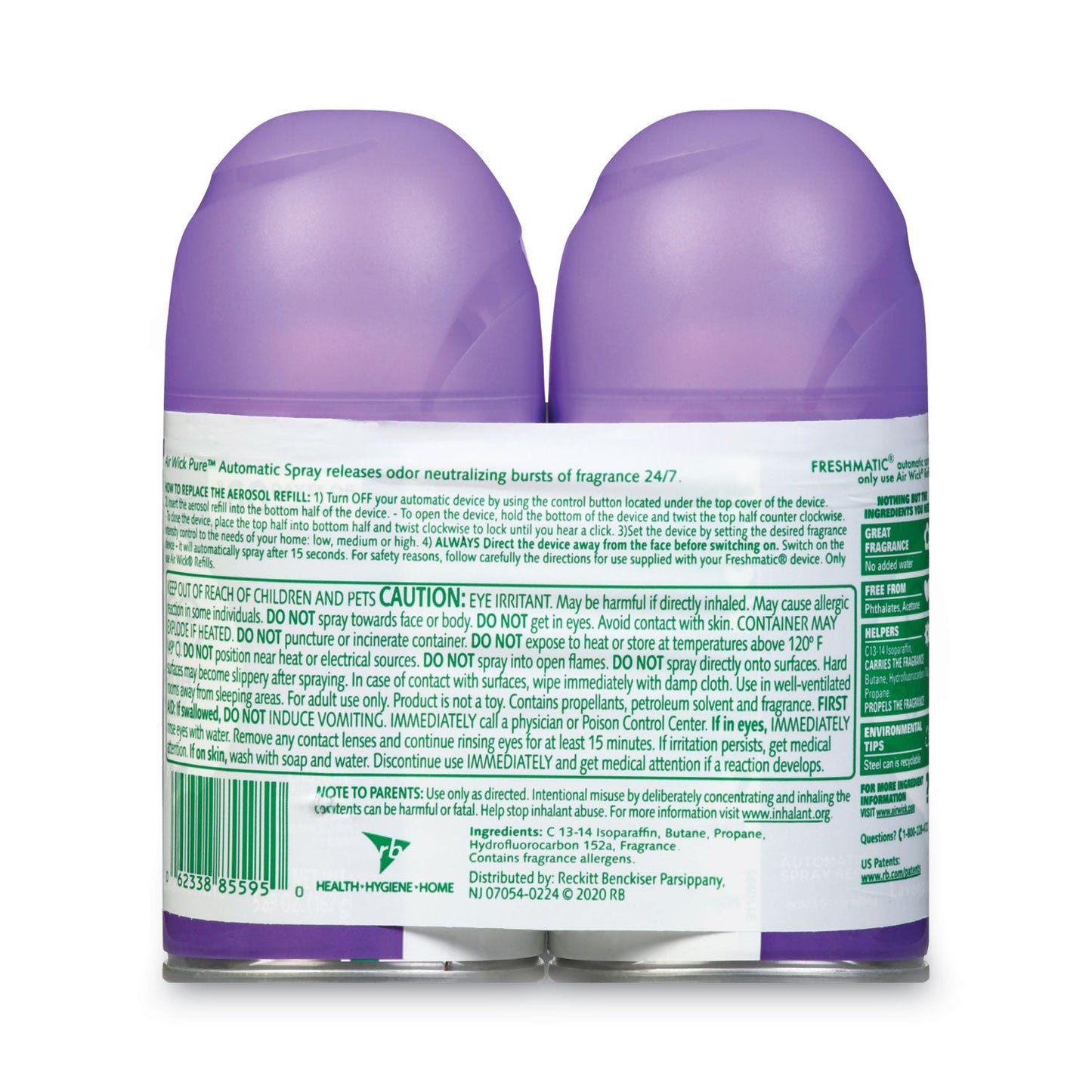 Air Wick Freshmatic Ultra Spray Refill, Lavender/Chamomile, 5.89 oz Aerosol Spray, 2/Pack, 3 Packs/Carton