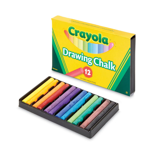 Crayola Colored Drawing Chalk, 3.19" x 0.38" Diameter, 12 Assorted Colors 12 Sticks/Set