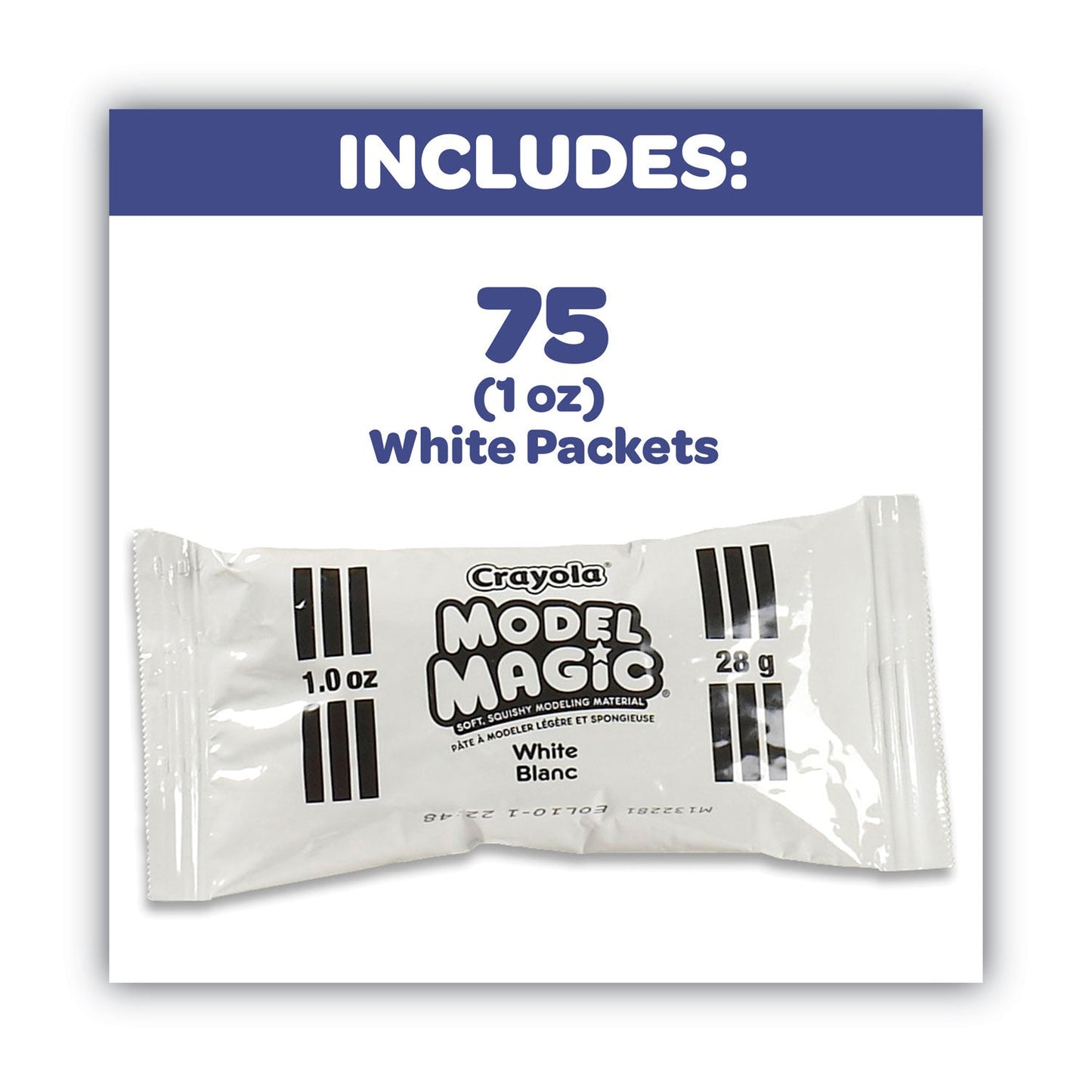 Crayola Model Magic Modeling Compound,1 oz Packs, 75 Packs, White, 6 lbs 13 oz