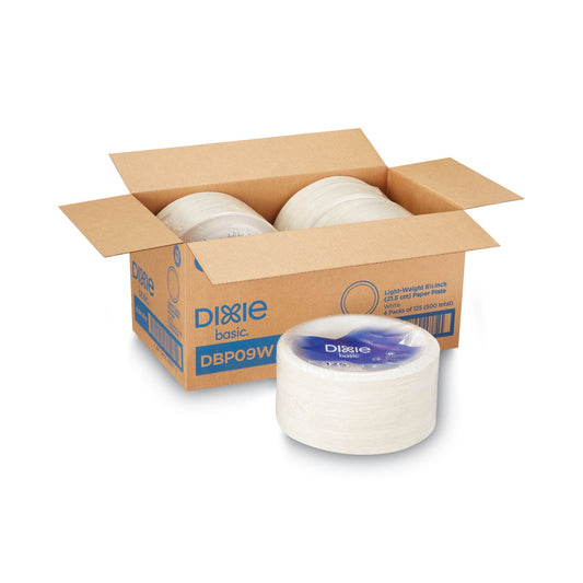Dixie Paper Dinnerware, Plates, White, 8.5" dia, 125/Pack, 4/Carton