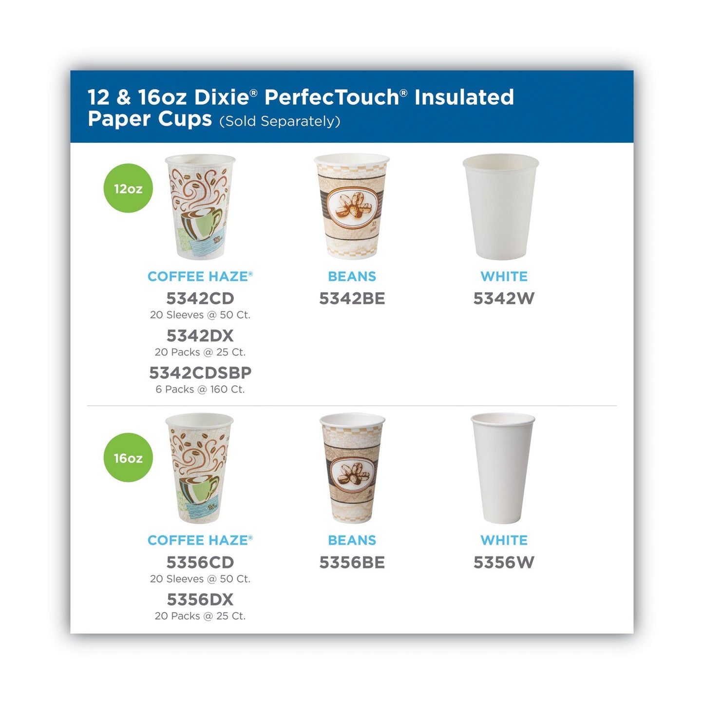 Dixie PerfecTouch Paper Hot Cups and Lids Combo, 10 oz, Multicolor, 50 Cups/Lids/Pack, 6 Packs/Carton