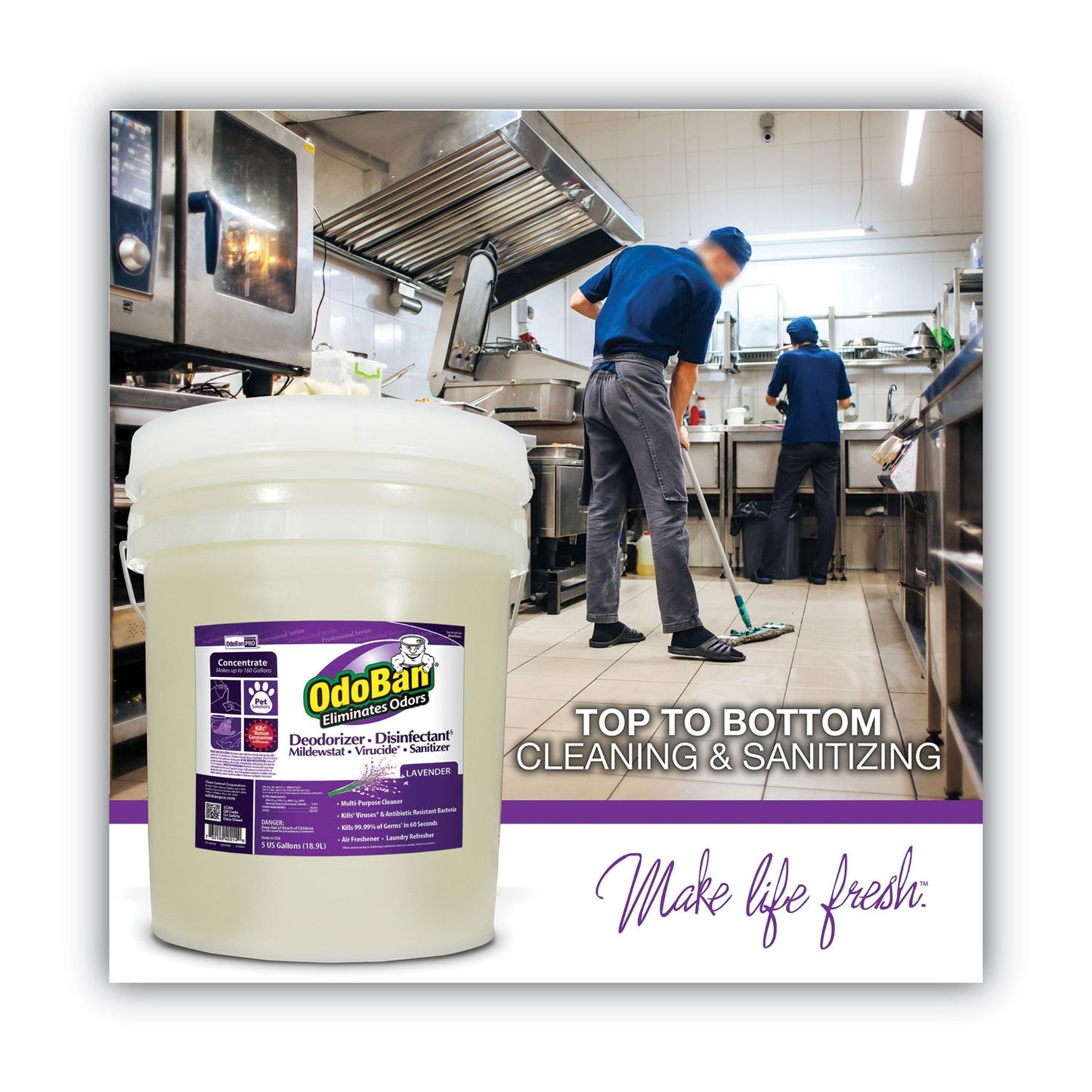 OdoBan Concentrated Odor Eliminator and Disinfectant, Lavender Scent, 5 gal Pail