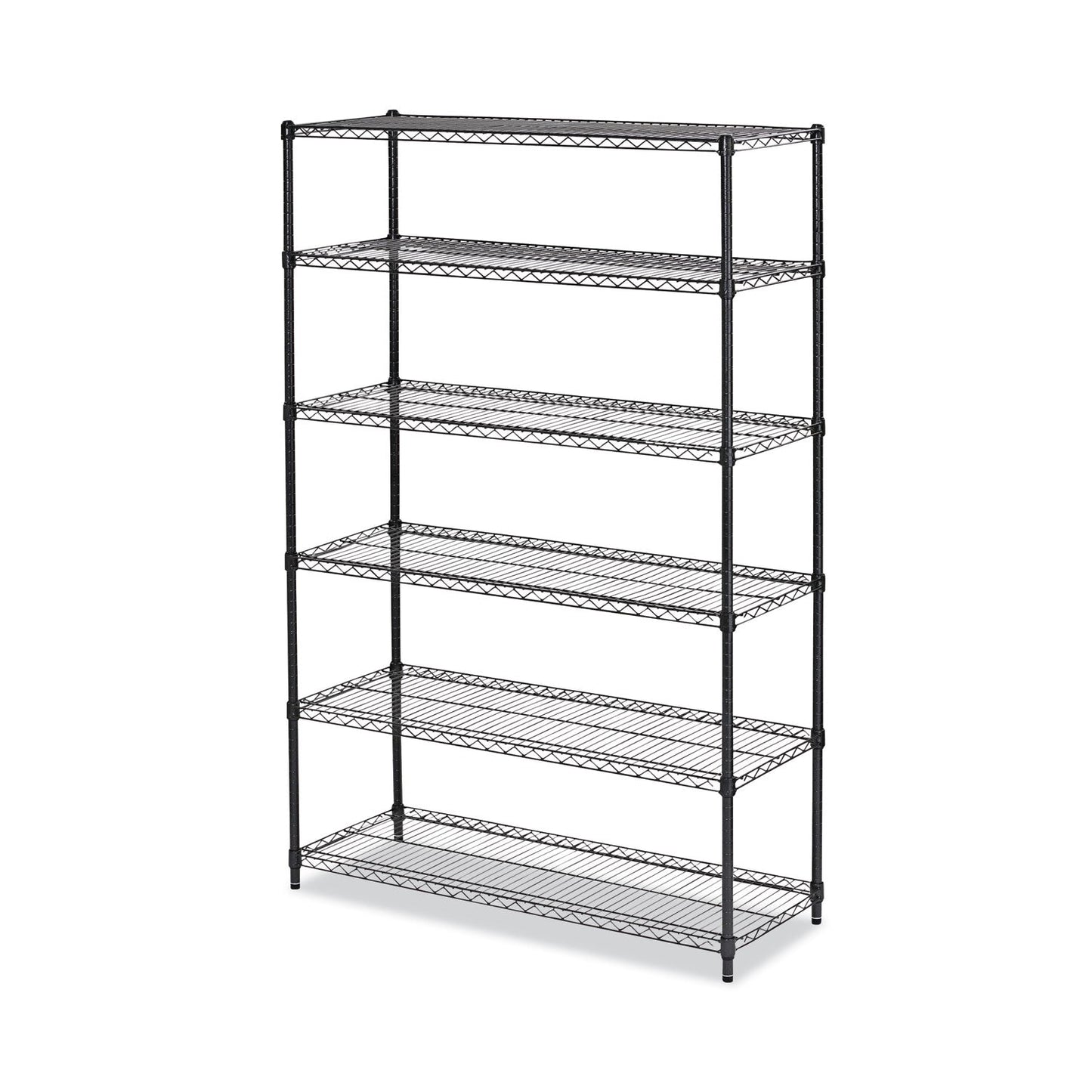 Alera NSF Certified 6-Shelf Wire Shelving Kit, 48w x 18d x 72h, Black Anthracite