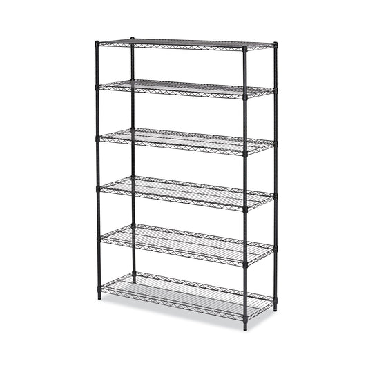 Alera NSF Certified 6-Shelf Wire Shelving Kit, 48w x 18d x 72h, Black Anthracite