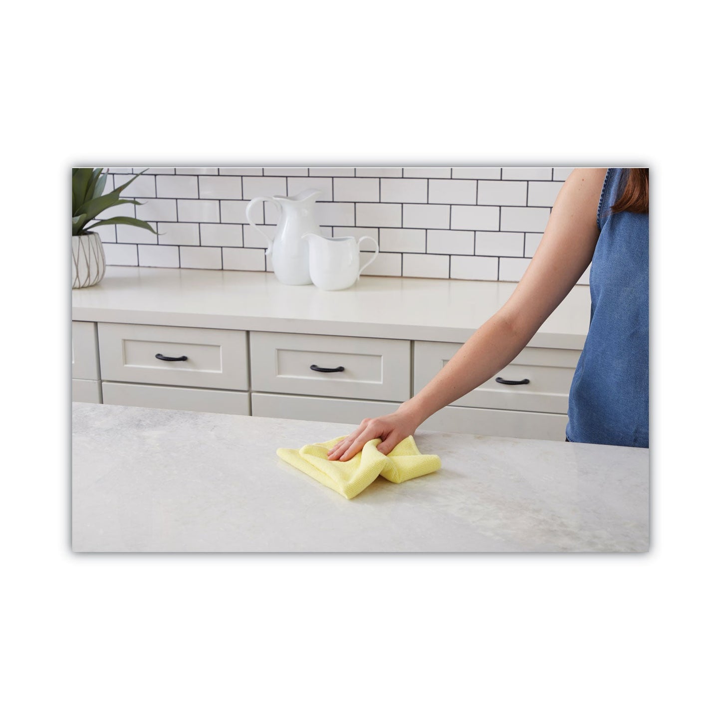 Boardwalk Microfiber Cleaning Cloths, 16 x 16, Yellow, 24/Pack