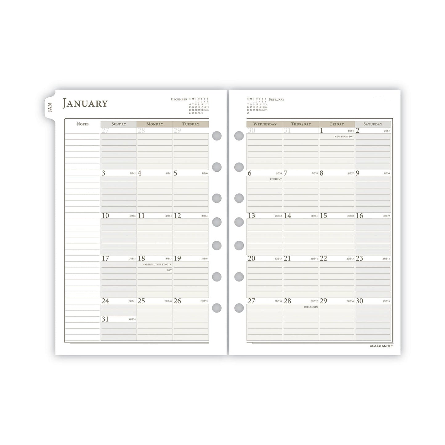 AT-A-GLANCE 1-Page-Per-Day Planner Refills, 8.5 x 5.5, White Sheets, 12-Month (Jan to Dec): 2023