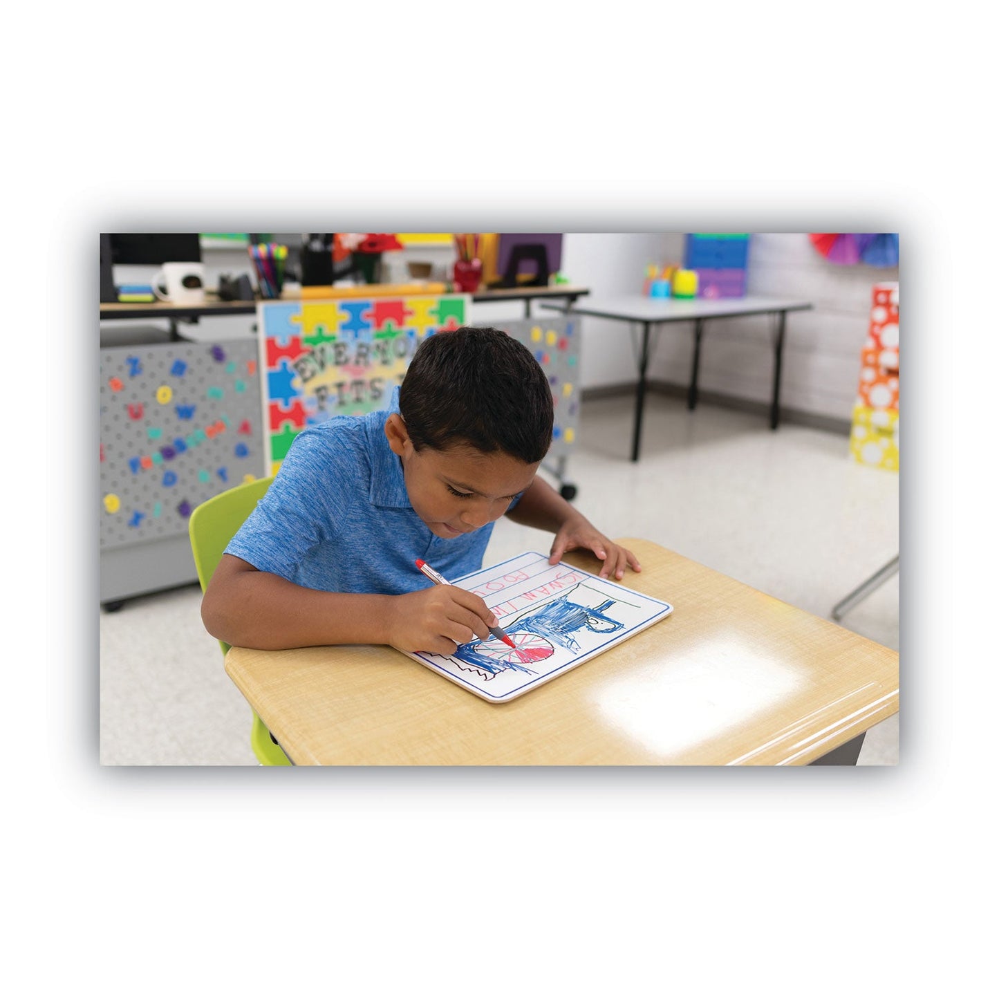 Creativity Street Dry-Erase Student Boards, 12 x 9, Blue/White, 10/Set