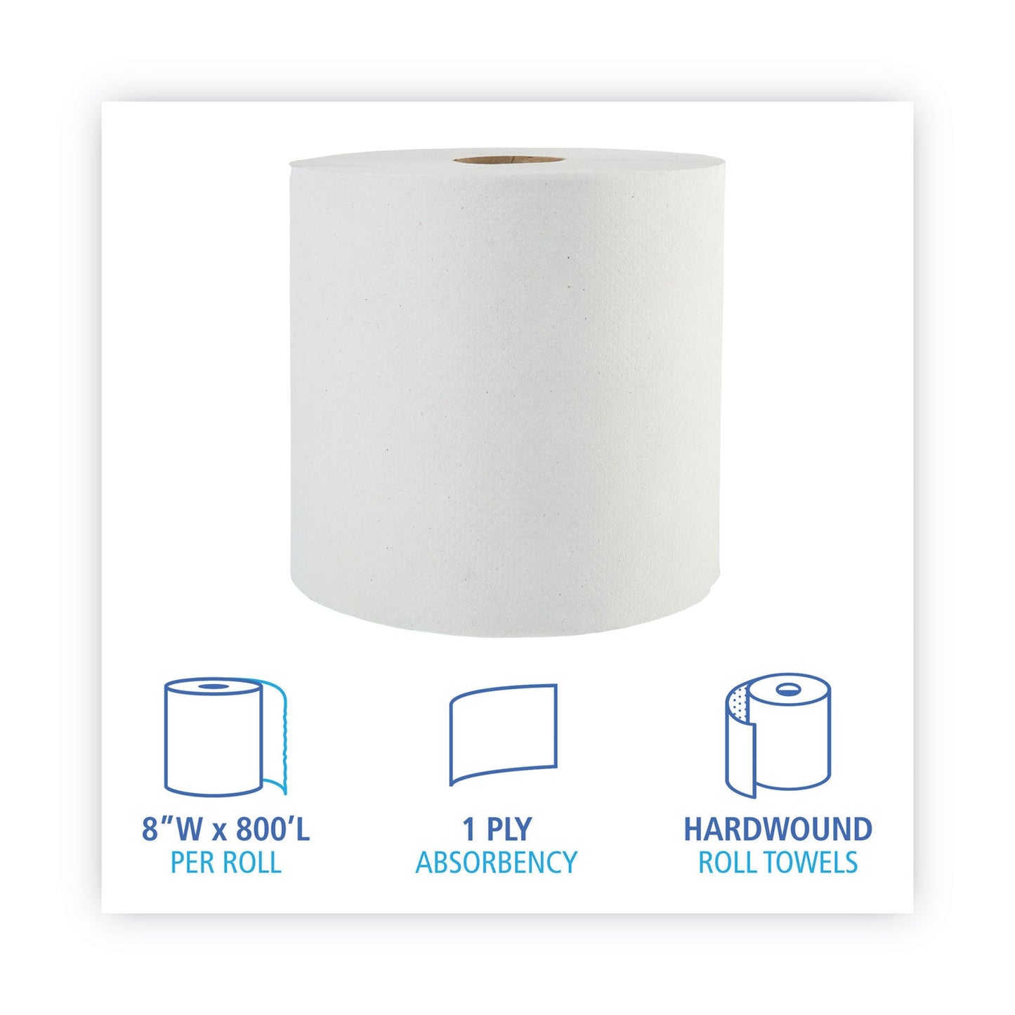 Boardwalk Green Universal Roll Towels, 1-Ply, 8" x 800 ft, Natural White, 6 Rolls/Carton