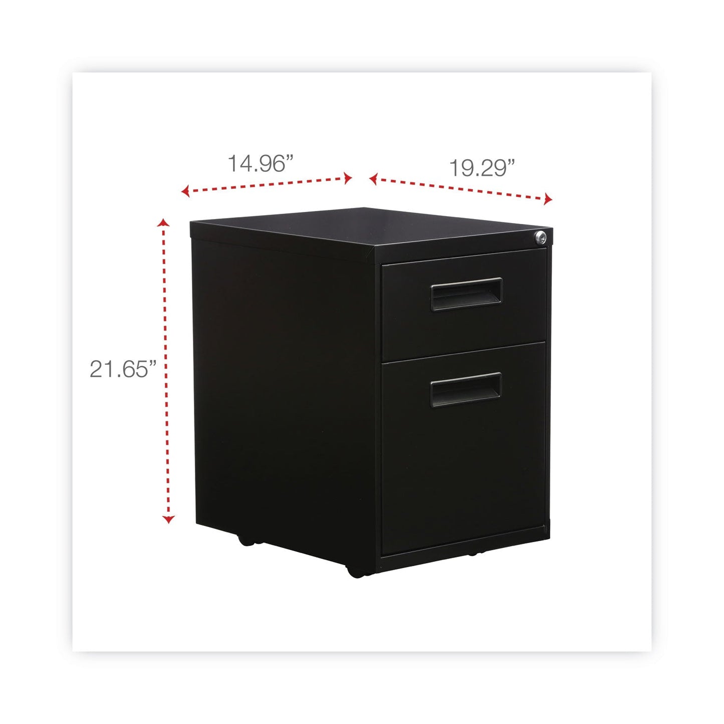 Alera File Pedestal, Left or Right, 2-Drawers: Box/File, Legal/Letter, Black, 14.96" x 19.29" x 21.65"