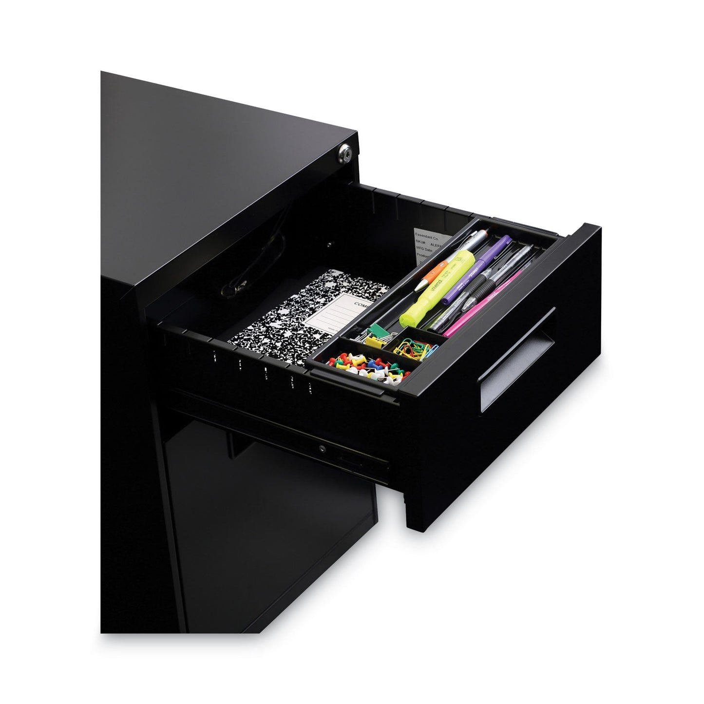 Alera File Pedestal, Left or Right, 2-Drawers: Box/File, Legal/Letter, Black, 14.96" x 19.29" x 21.65"