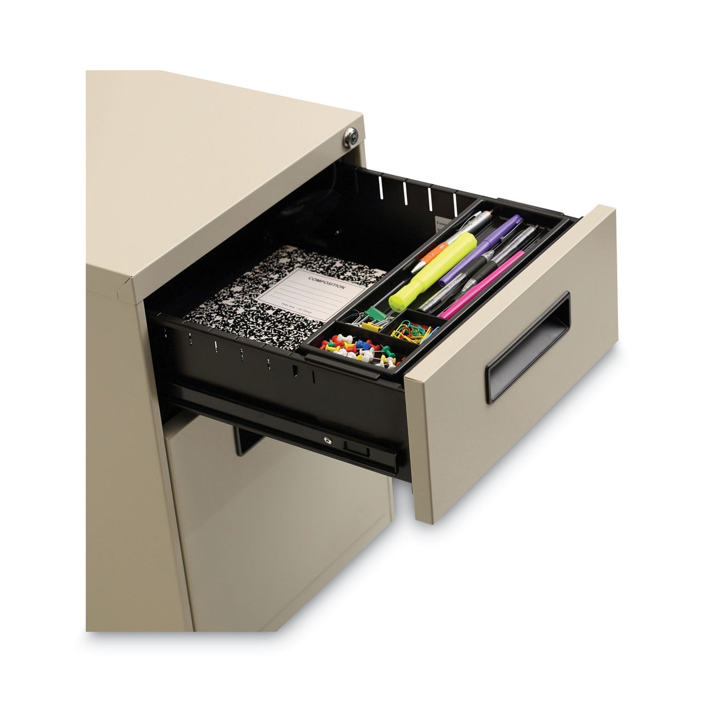 Alera File Pedestal, Left or Right, 2-Drawers: Box/File, Legal/Letter, Putty, 14.96" x 19.29" x 21.65"