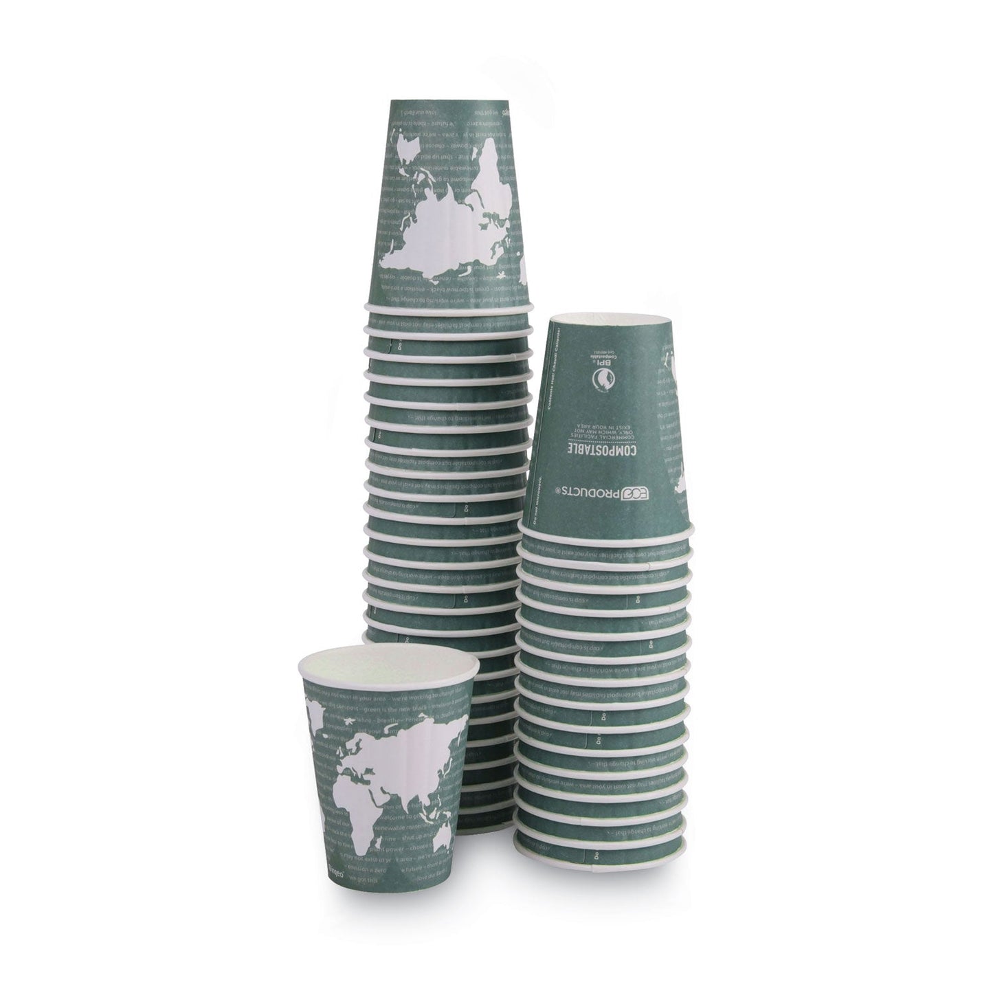 Eco-Products World Art Renewable and Compostable Insulated Hot Cups, PLA, 12 oz, 40/Packs, 15 Packs/Carton