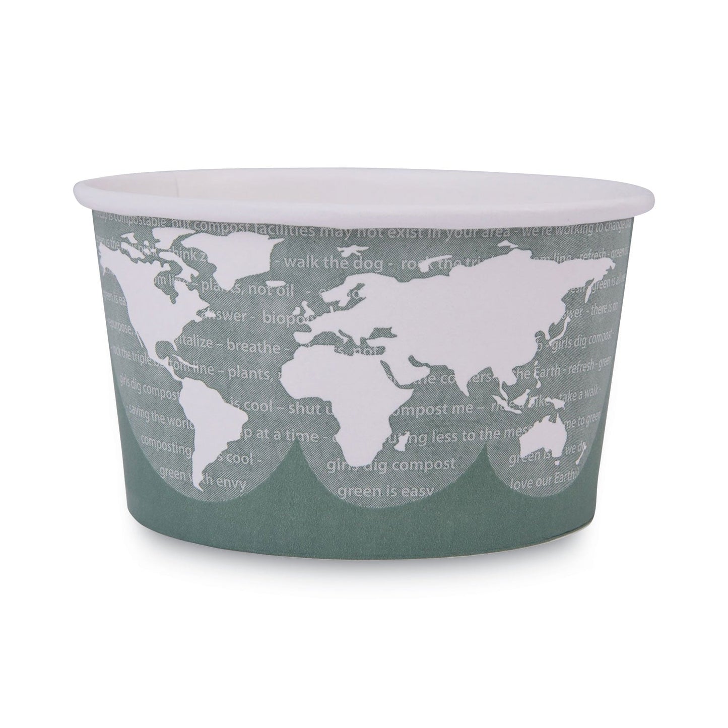 Eco-Products World Art Renewable and Compostable Food Container, 12 oz, 4.05 Diameter x 2.5 h, Green, Paper, 25/Pack, 20 Packs/Carton