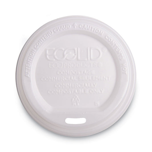 Eco-Products EcoLid Renewable/Compostable Hot Cup Lid, PLA, Fits 10 oz to 20 oz Hot Cups, 50/Pack, 16 Packs/Carton