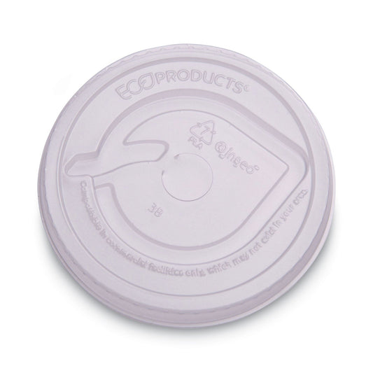 Eco-Products GreenStripe Renewable and Compost Cold Cup Flat Lids, Fits 9 oz to 24 oz Cups, Clear, 100/Pack, 10 Packs/Carton