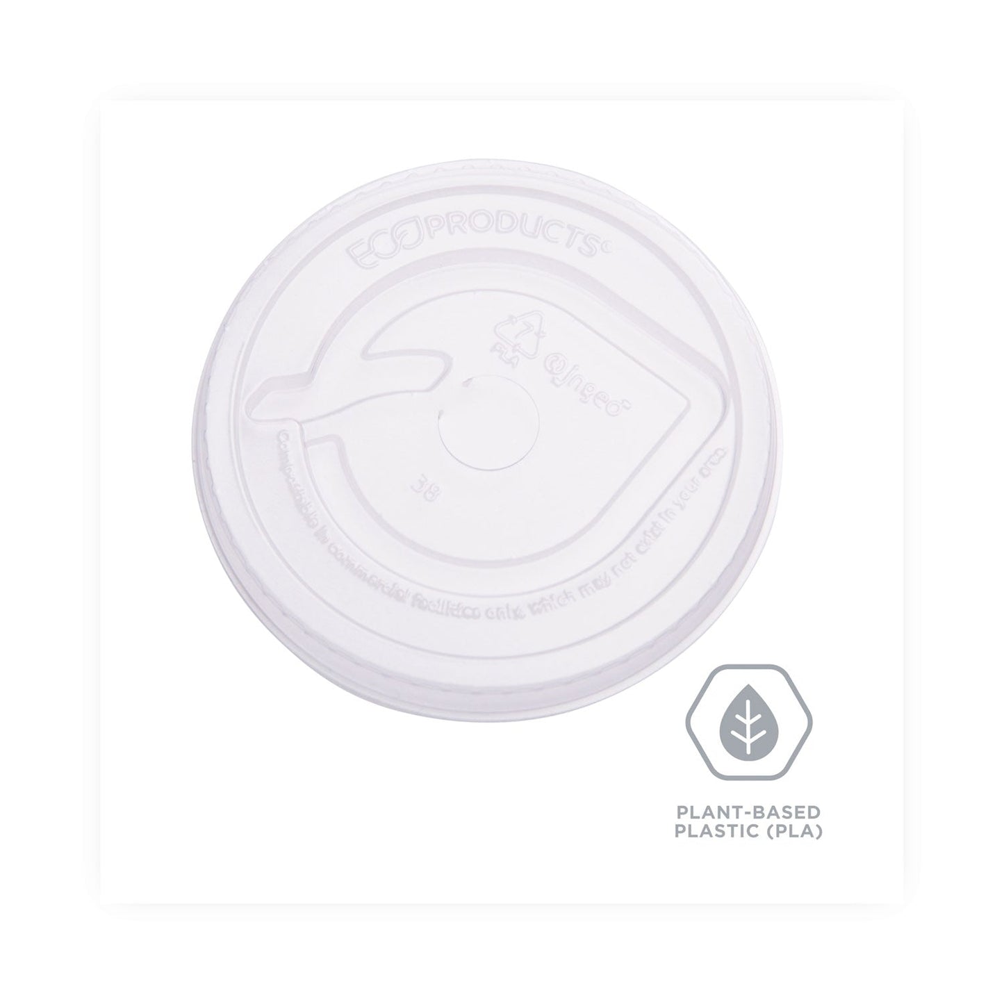 Eco-Products GreenStripe Renewable and Compost Cold Cup Flat Lids, Fits 9 oz to 24 oz Cups, Clear, 100/Pack, 10 Packs/Carton