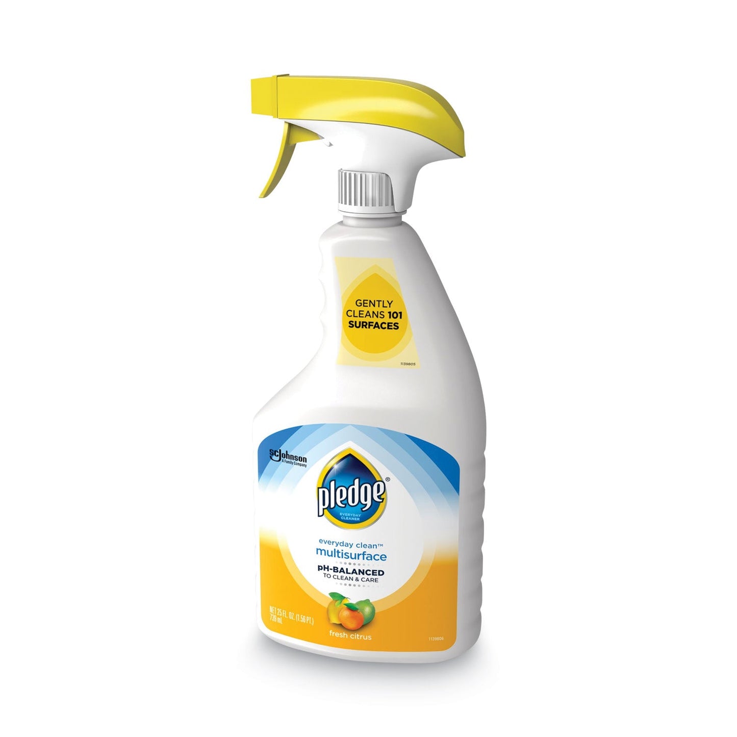 Pledge pH-Balanced Everyday Clean Multisurface Cleaner, Clean Citrus Scent, 25 oz Trigger Spray Bottle, 6/Carton