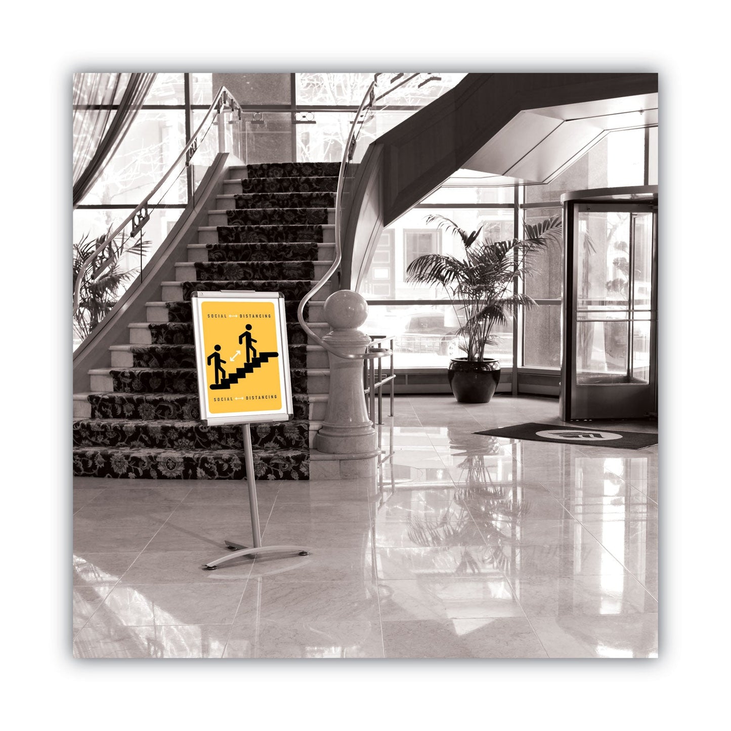 Quartet Improv Lobby Clip-Frame Pedestal Sign, 18 x 24 Frame, 54" High, Aluminum