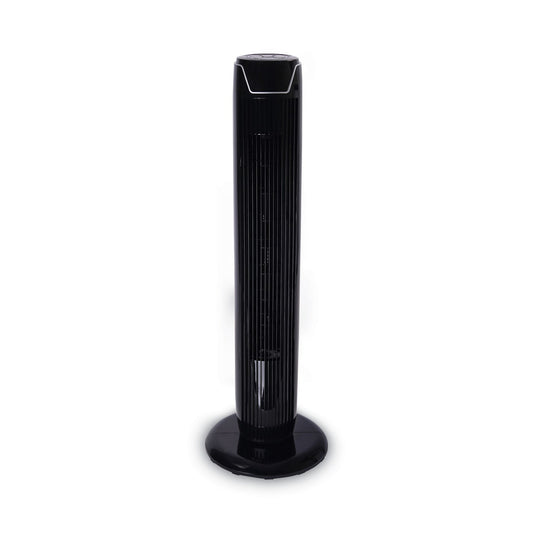 Alera 36" 3-Speed Oscillating Tower Fan with Remote Control, Plastic, Black