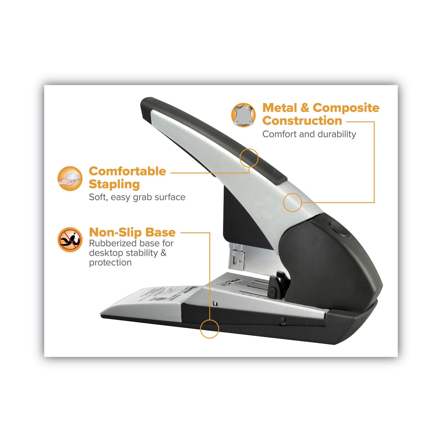 Bostitch Auto 180 Xtreme Duty Automatic Stapler, 180-Sheet Capacity, Silver/Black