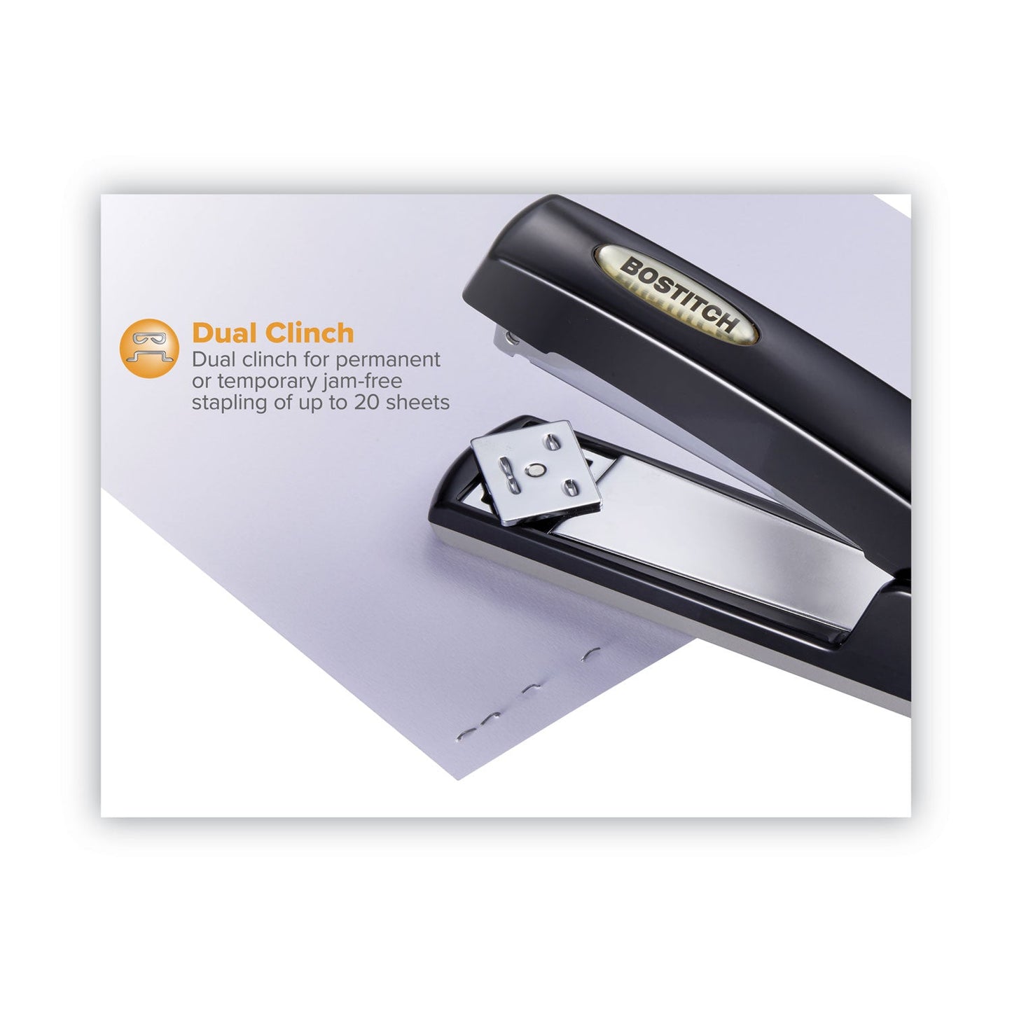 Bostitch Professional Antimicrobial Executive Stapler, 20-Sheet Capacity, Black