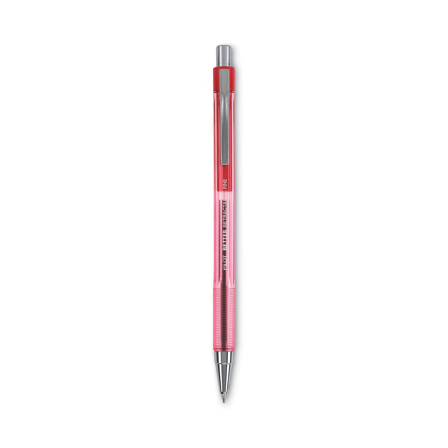 Pilot Better Ballpoint Pen, Retractable, Fine 0.7 mm, Red Ink, Translucent Red Barrel, Dozen