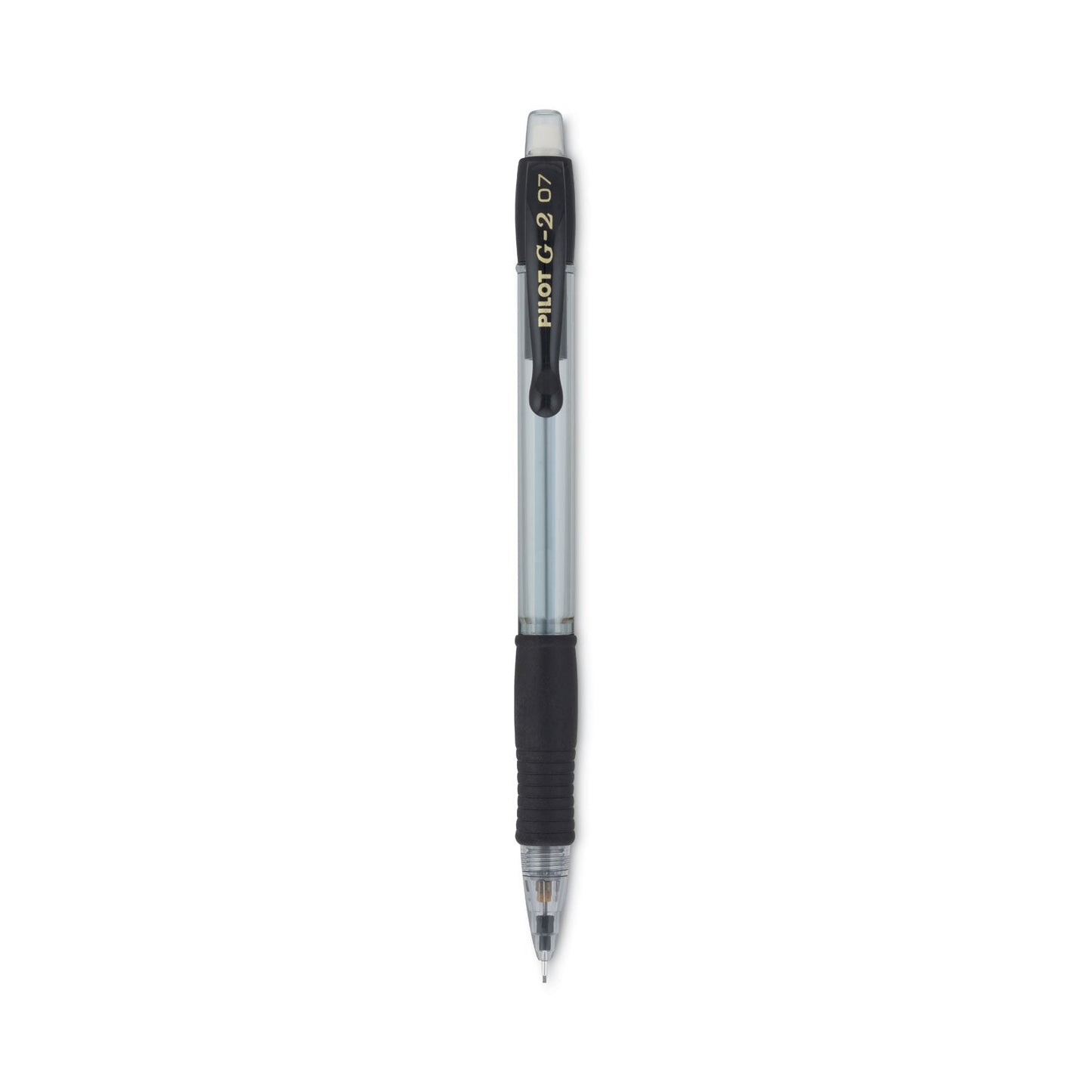 Pilot G2 Mechanical Pencil, 0.7 mm, HB (#2.5), Black Lead, Clear/Black Accents Barrel, Dozen