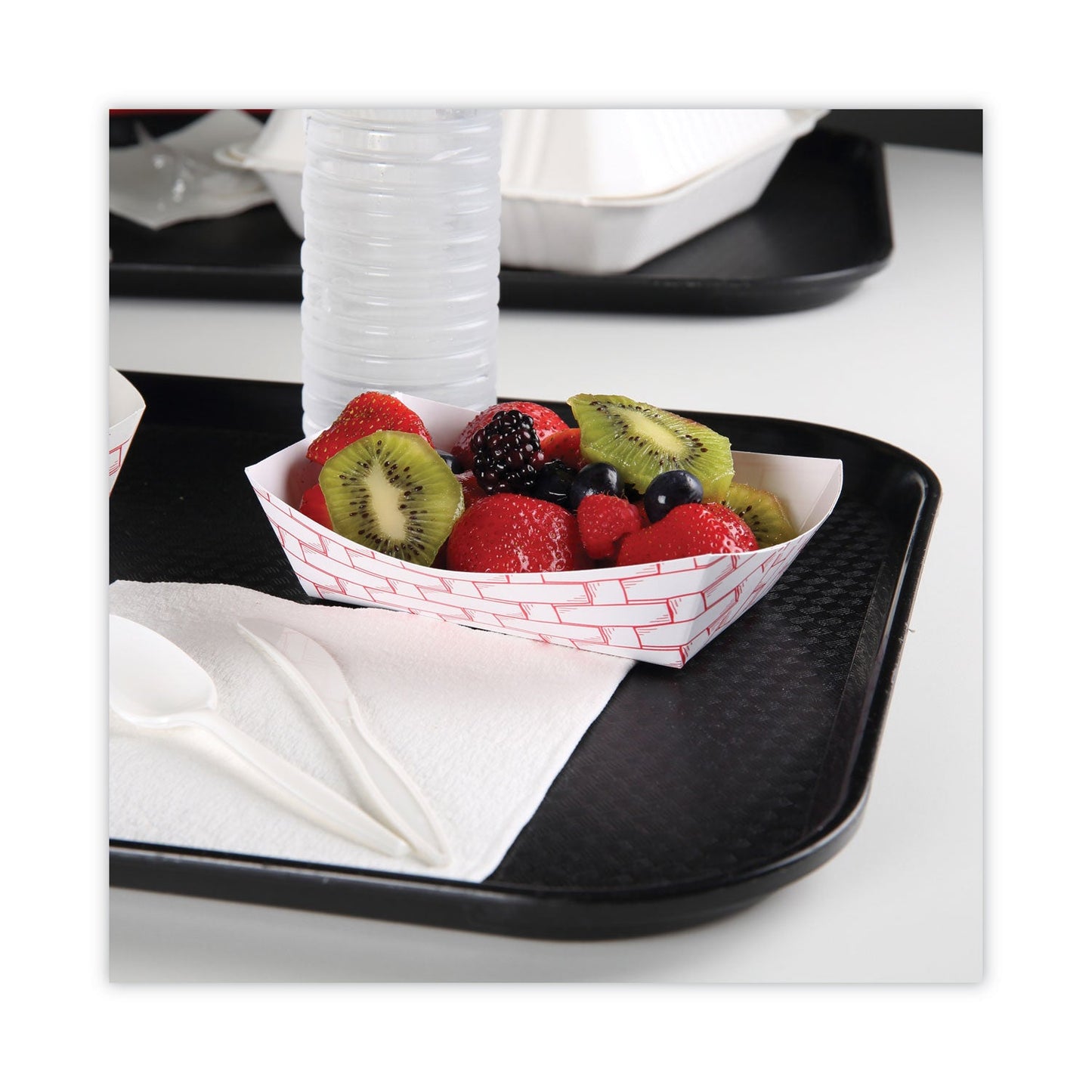 Boardwalk Paper Food Baskets, 2 lb Capacity, Red/White, 1,000/Carton