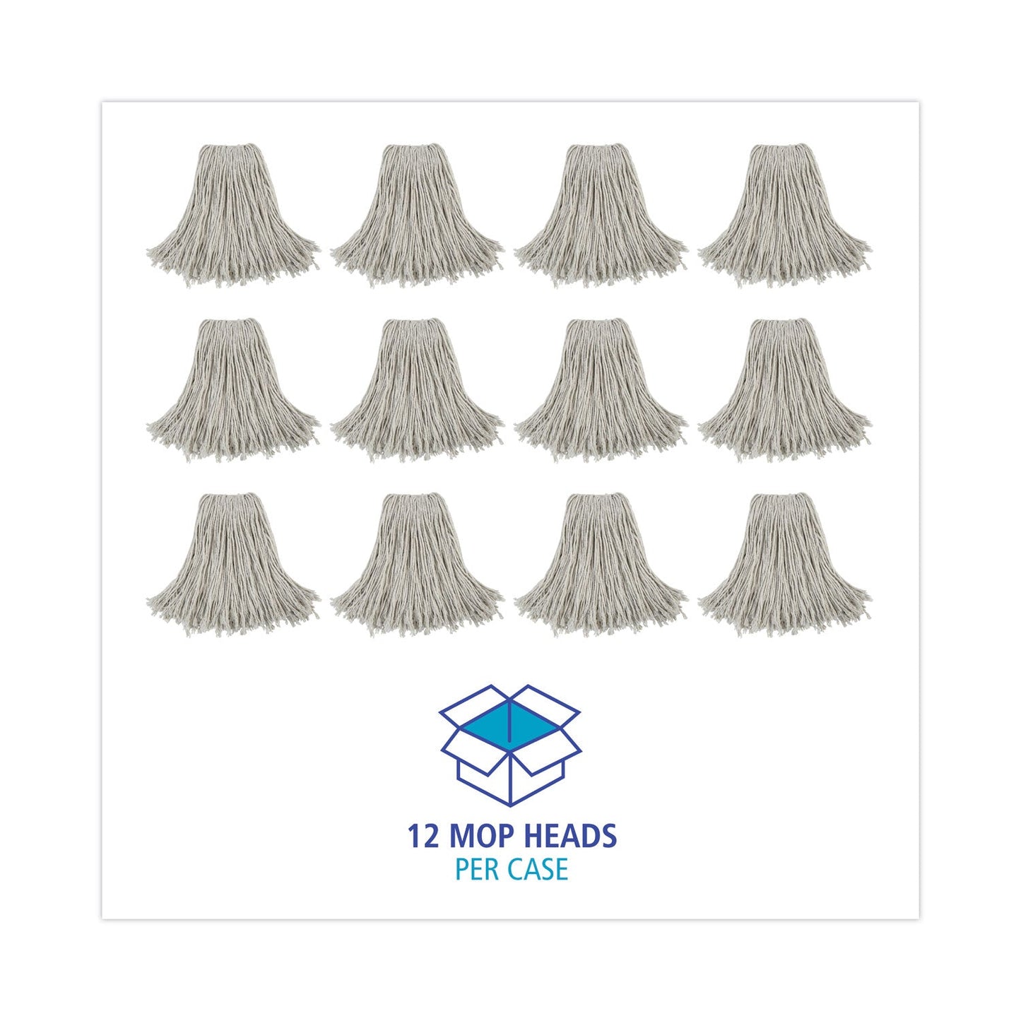 Boardwalk Cut-End Wet Mop Head, Cotton, No. 24, White 12/Carton