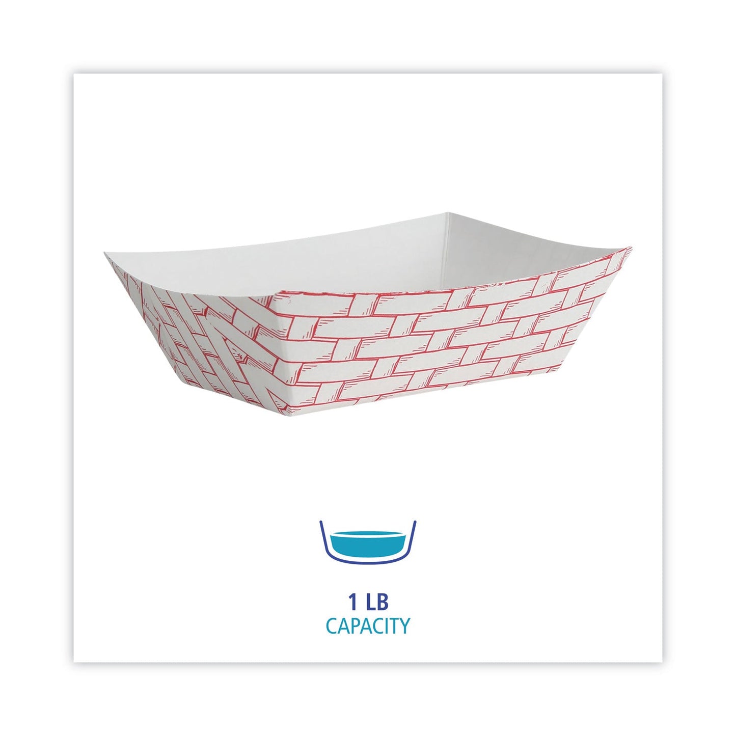 Boardwalk Paper Food Baskets, 1 lb Capacity, Red/White, 1,000/Carton