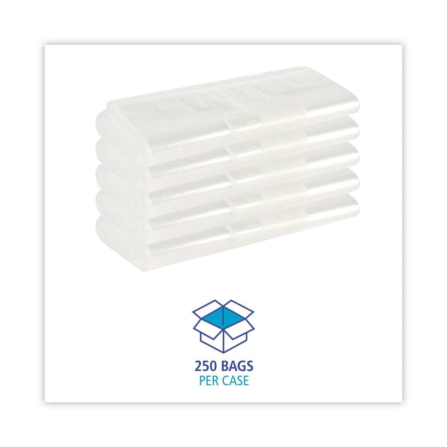 Boardwalk Reclosable Food Storage Bags, 1 gal, 1.75 mil, 10.5" x 11", Clear, 250/Box