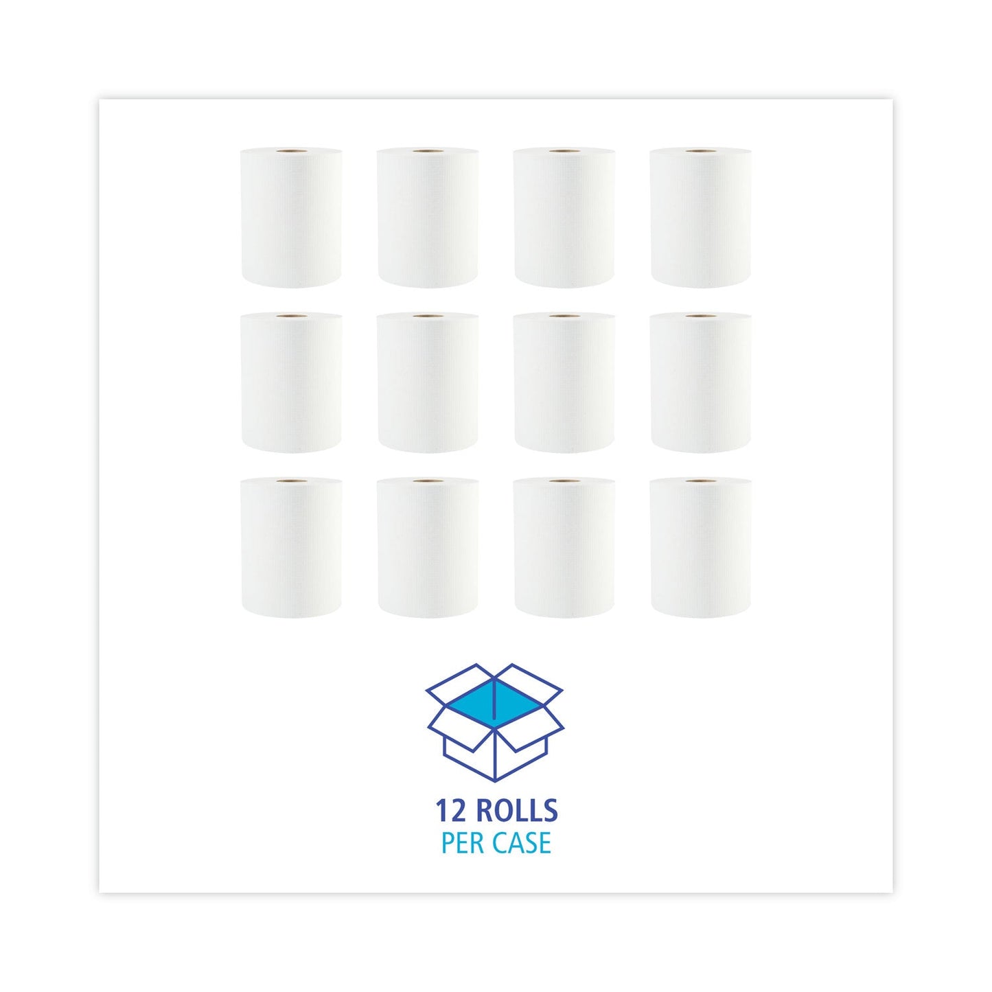 Boardwalk Hardwound Paper Towels, 1-Ply, 8" x 600 ft, White, 2" Core, 12 Rolls/Carton