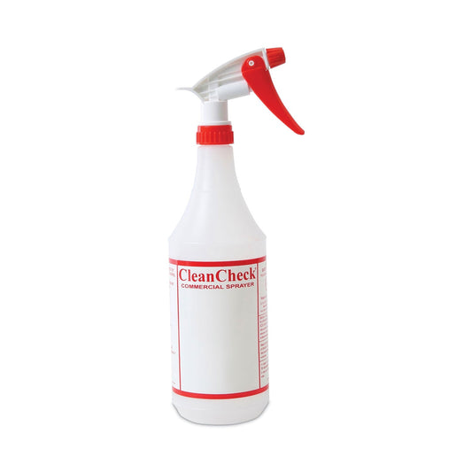 Boardwalk Trigger Spray Bottle, 32 oz, Clear/Red, HDPE, 3/Pack