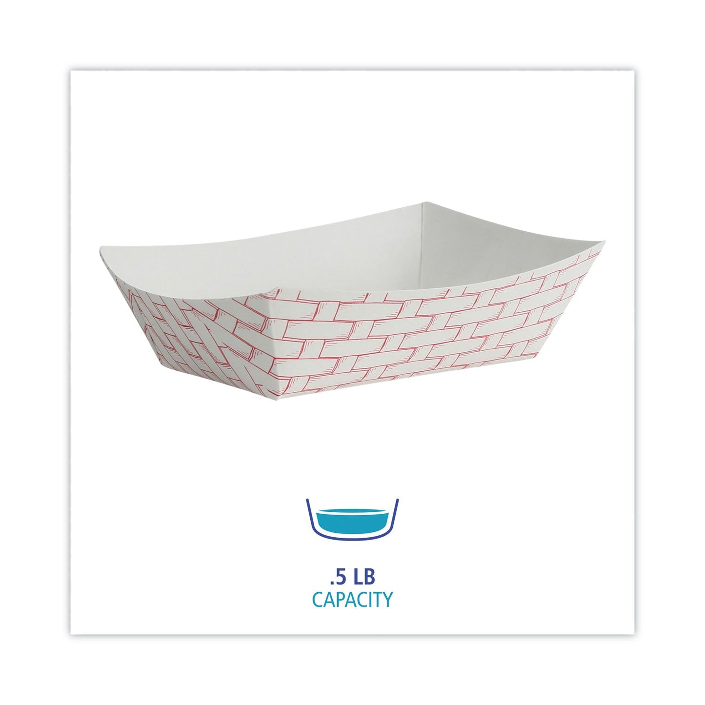 Boardwalk Paper Food Baskets, 0.5 lb Capacity, Red/White, 1,000/Carton