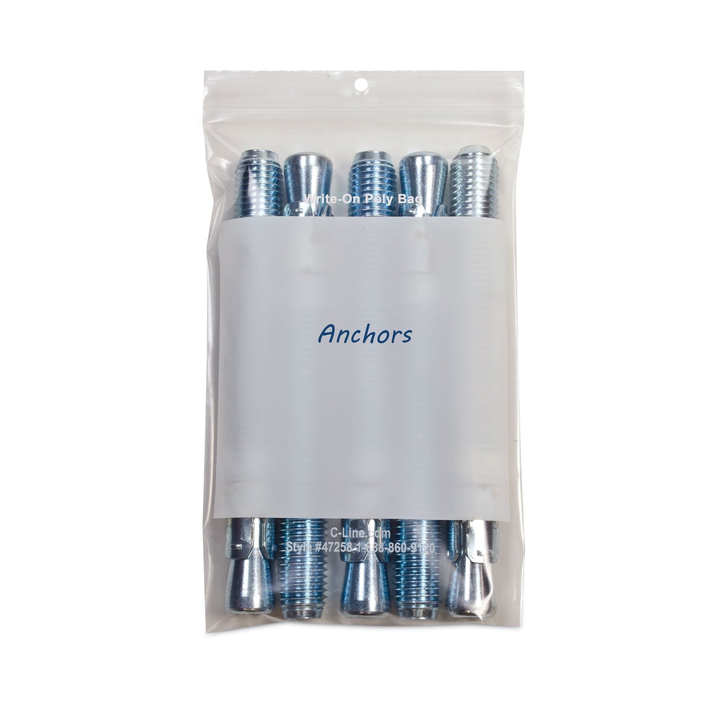 C-Line Write-On Poly Bags, 2 mil, 5" x 8", Clear, 1,000/Carton