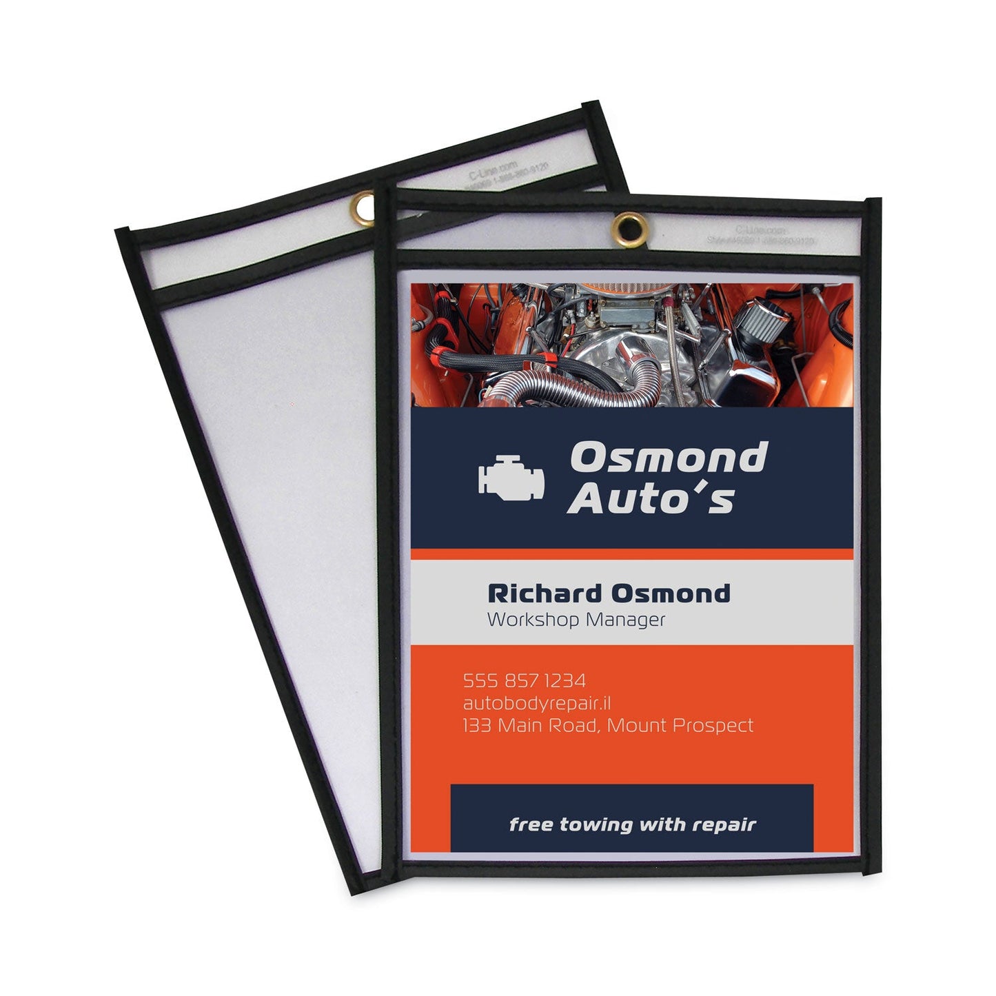 C-Line Shop Ticket Holders, Stitched, Both Sides Clear, 50 Sheets, 6 x 9, 25/Box