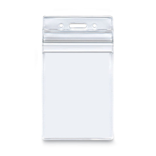 Advantus Resealable ID Badge Holders, Vertical, Frosted 3.68" x 5" Holder, 2.62" x 3.75" Insert, 50/Pack
