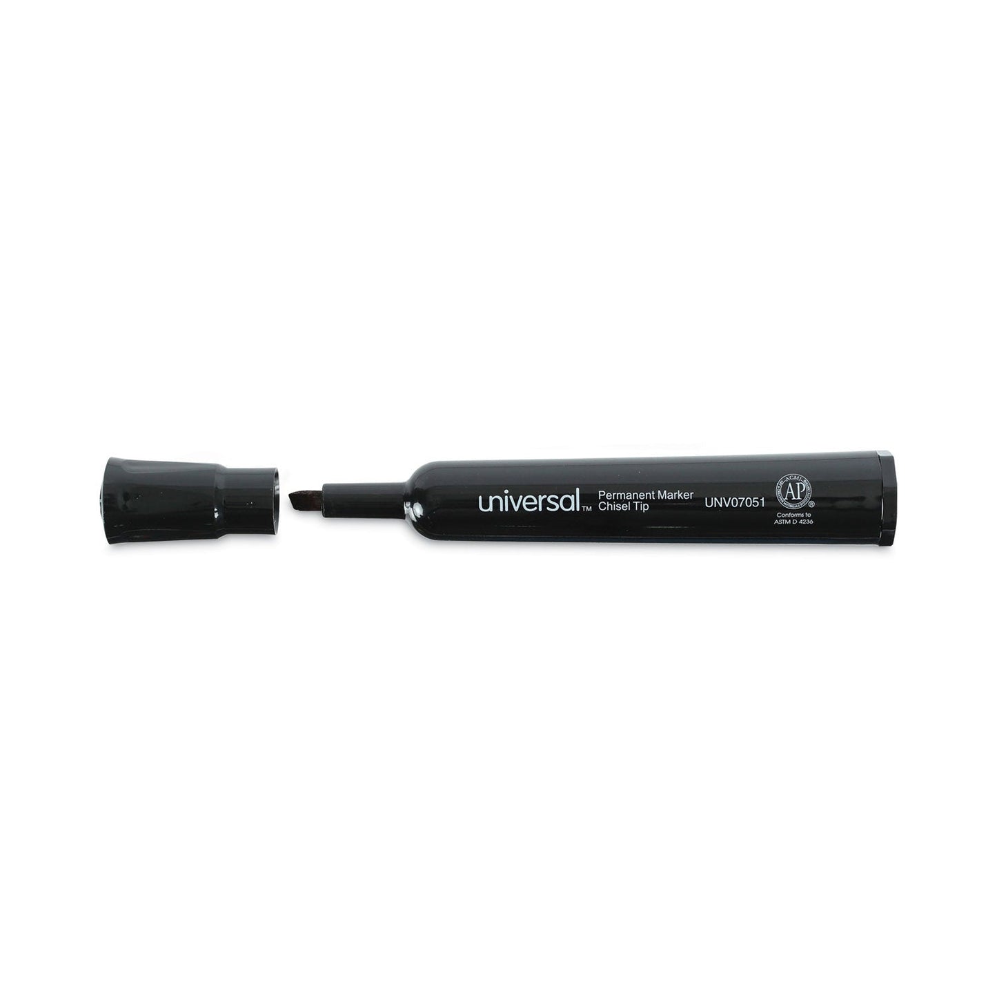 Universal Chisel Tip Permanent Marker, Broad Chisel Tip, Black, Dozen