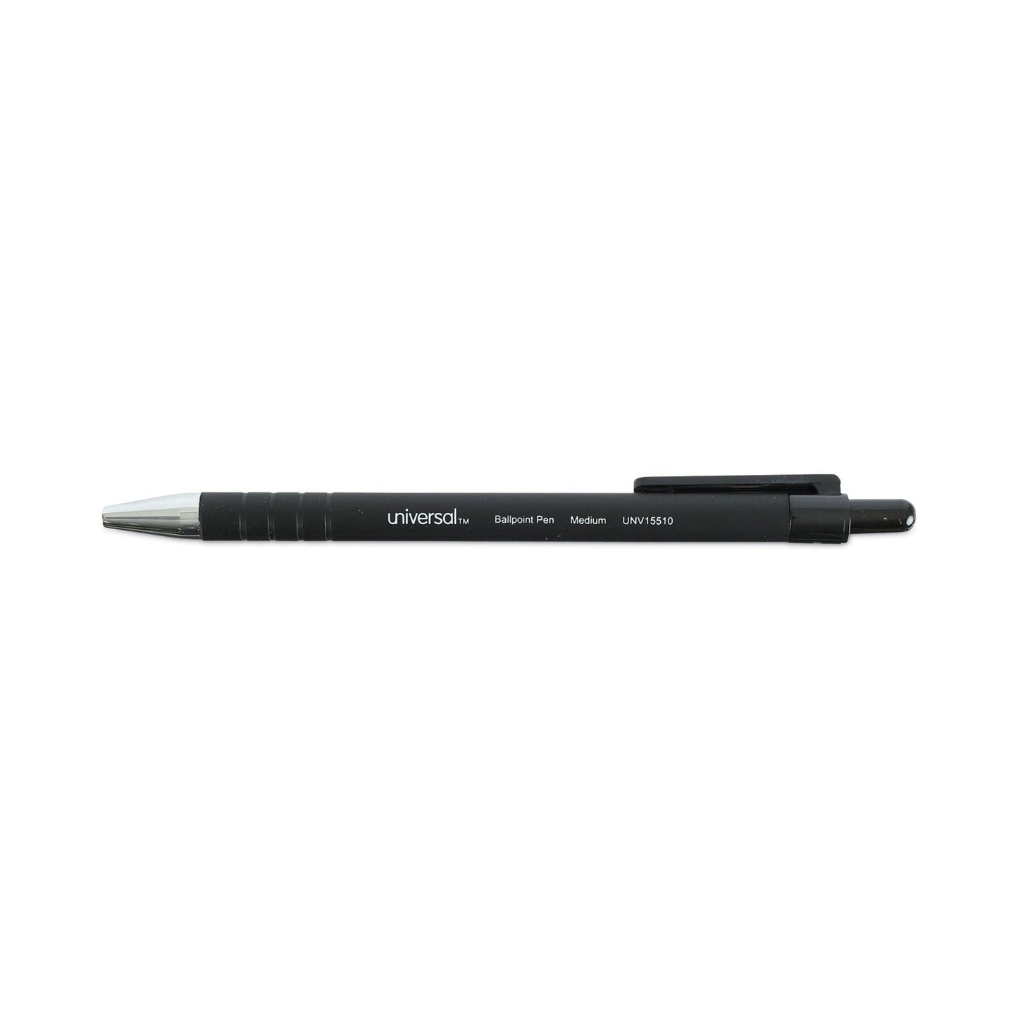 Universal Ballpoint Pen, Retractable, Medium 1 mm, Black Ink, Black Barrel, Dozen