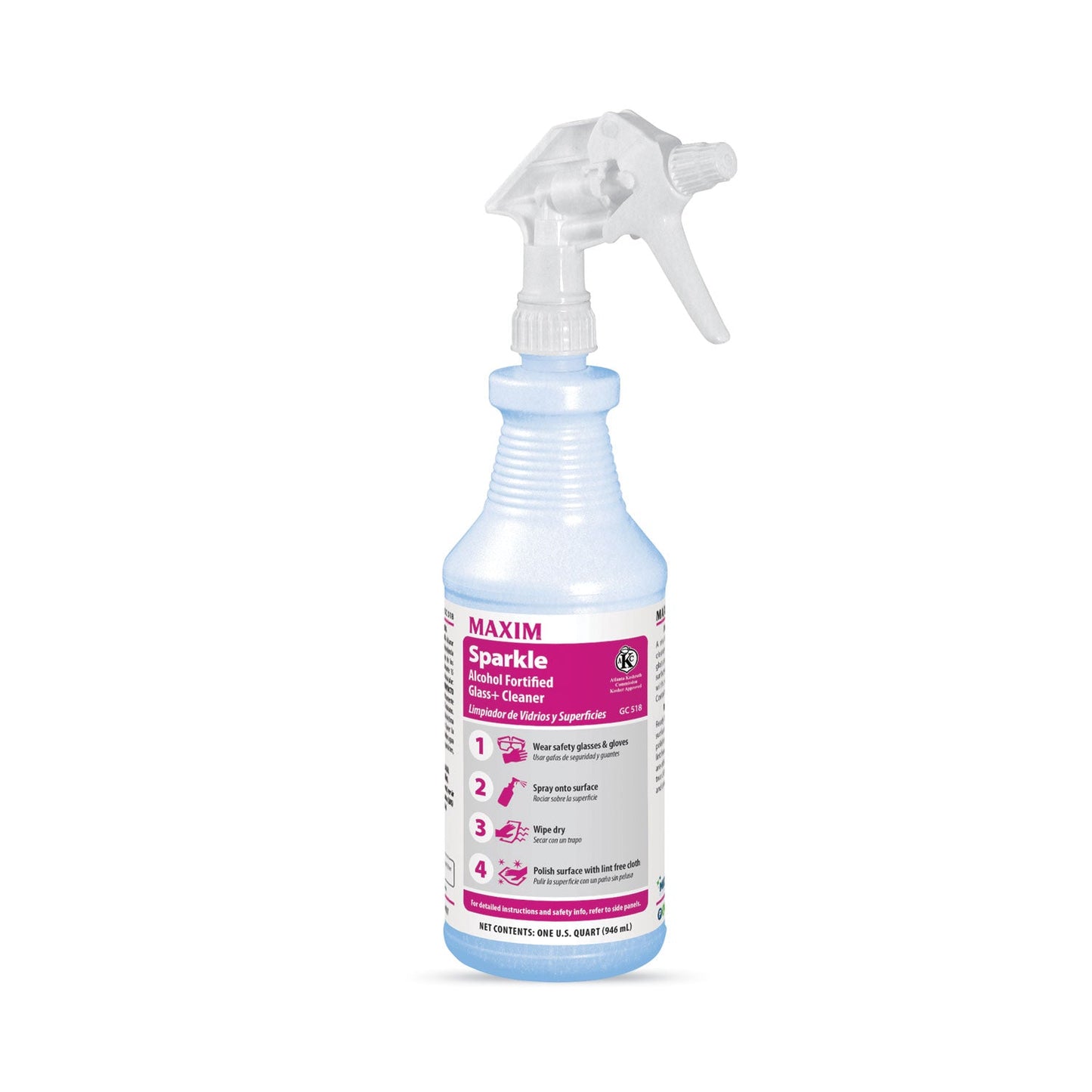 Maxim RTU Sparkle Glass Cleaner, Safe-to-Ship, 32 oz Bottle, 6/Carton