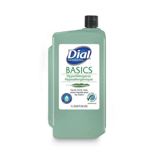 Dial Basics MP Free Liquid Hand Soap, Unscented, 1 L Refill Bottle, 8/Carton