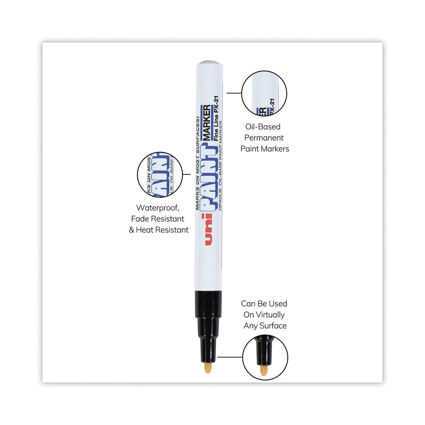 uni Permanent Marker, Fine Bullet Tip, Black