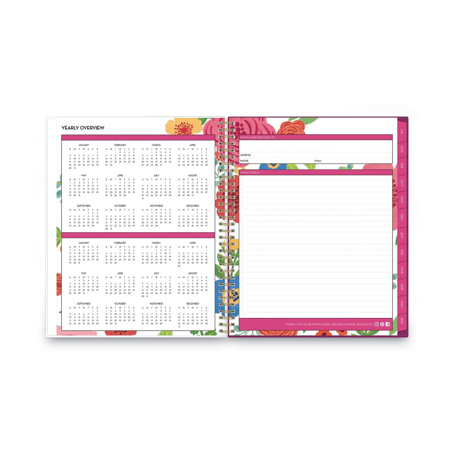 Blue Sky Mahalo Academic Year Create-Your-Own Cover Weekly/Monthly Planner, Floral Artwork, 11 x 8.5, 12-Month (July-June): 2022-2023