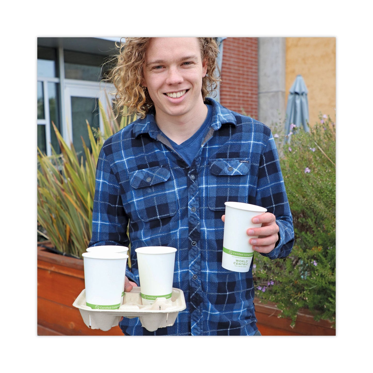 World Centric Paper Hot Cups, 16 oz, White, 1,000/Carton