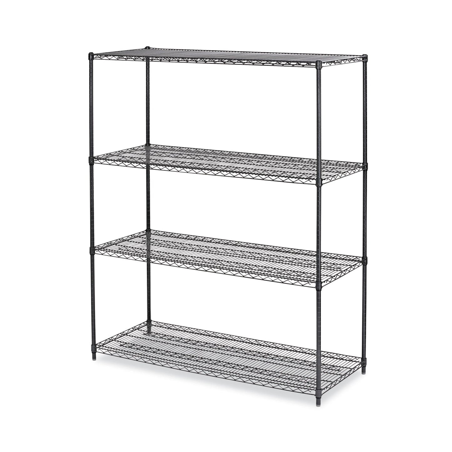 Alera All-Purpose Wire Shelving Starter Kit, Four-Shelf, 60w x 24d x 72h, Black Anthracite Plus