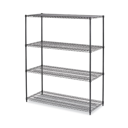 Alera All-Purpose Wire Shelving Starter Kit, Four-Shelf, 60w x 24d x 72h, Black Anthracite Plus