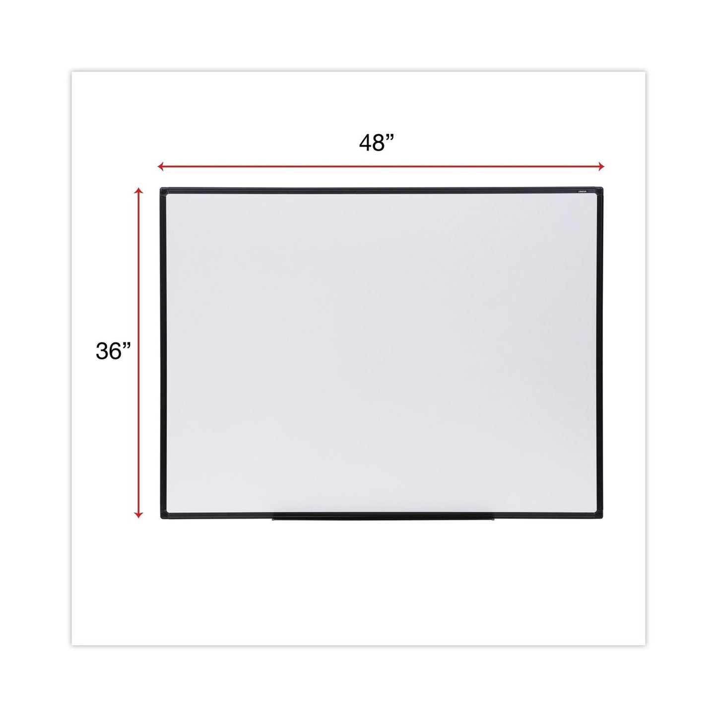 Universal Dry Erase Board, Melamine, 48 x 36, Black Frame